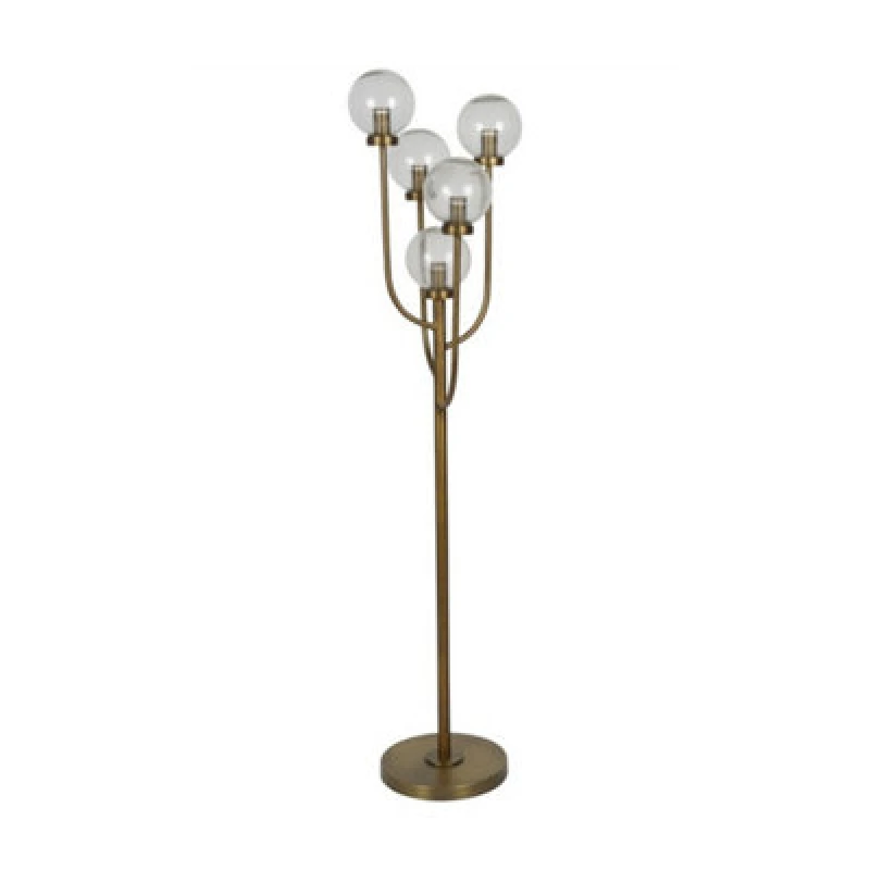 Image of Buttercup Farm Wellesley Five Globe Floor Lamp - Iron/glass - L35 X W35 X H137cm - Brass