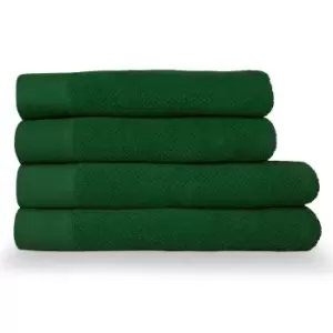 image of Textured Weave 4 Piece Bath Towel/Sheet Towel Set Dark Green