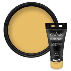 Image of Crown Walls & Ceilings Matt Emulsion Mustard Jar Tester - 40ml