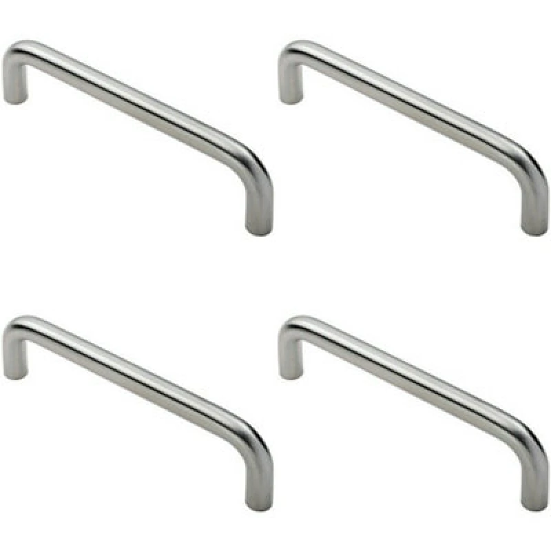 Image of Loops 4x Round D Bar Pull Handle 244 19mm 225mm Fixing Centres Satin Steel Metallics unisex