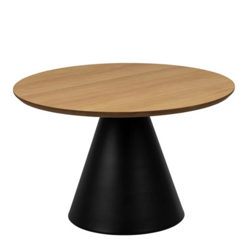 Image of Furniture To Go Soli Round Coffee Table In Oak/black 65X43Cm