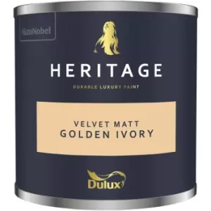 Image of Dulux Heritage Velvet Matt Golden Ivory Matt Emulsion Paint 125ml