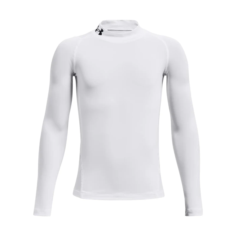 Image of Under Armour Armour HeatGear Mock Long Sleeve Boys Baselayer Tops 5 - 6 Years (XS) White 42714201155