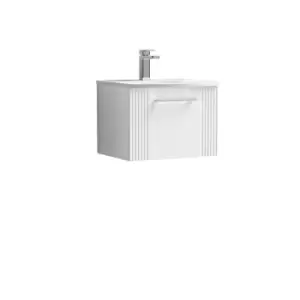 image of Nuie Deco 500mm Wall Hung Single Drawer Vanity & Basin 4 - Satin White