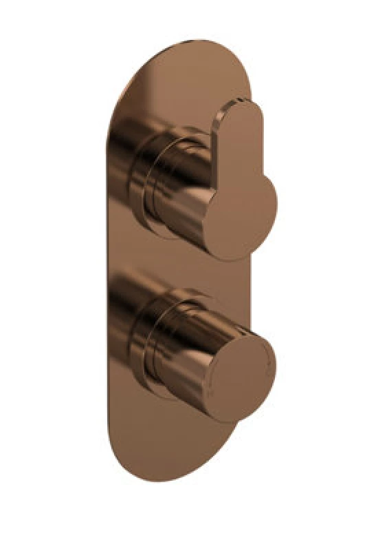 Image of Nuie Arvan Twin Thermostatic Valve, Concealed Shower Valve With Precise Temperature Control, Brushed Bronze Finish