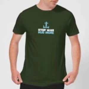 Image of Plain Lazy Stop War Hug More Mens T-Shirt - Forest Green - XXL