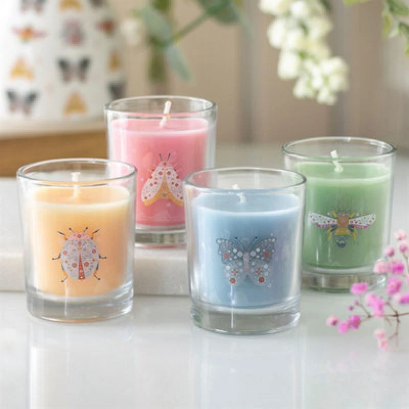 Image of Set Of 4 Floral Bug Mandarin & Bergamot Candles