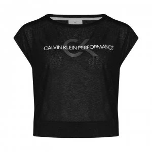 Image of Calvin Klein Performance Cropped Relaxed T Shirt - 007 CK Black