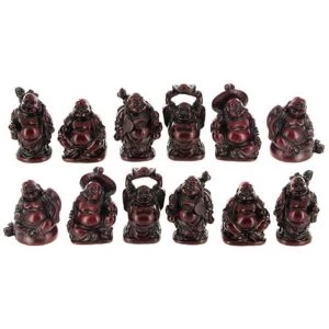 Image of Red Resin Buddhas H5cm Set of 12