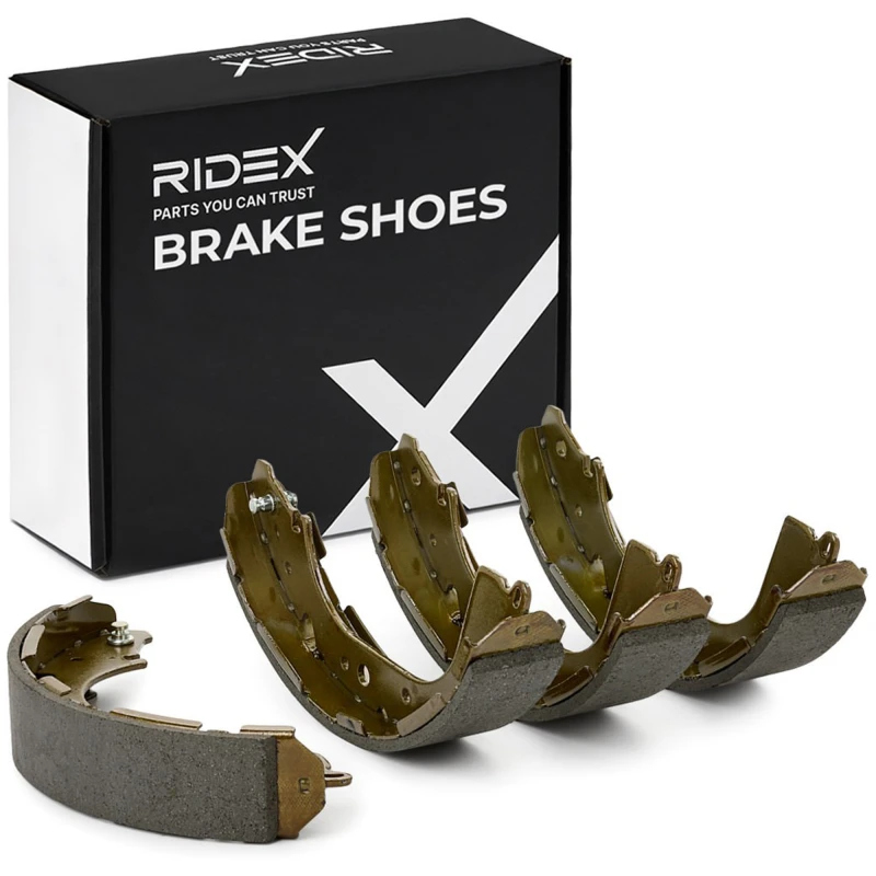 Image of RIDEX 70B0034 Brake Shoes Rear Axle, without lever, without handbrake lever Brake Shoe Set (70)