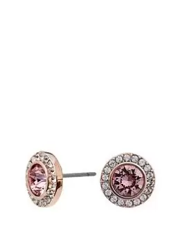 image of Jon Richard Radiance Collection Rose Gold Plated Pink Halo Stud Earrings