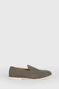 Image of Mens Grey Suede Slip On Loafers