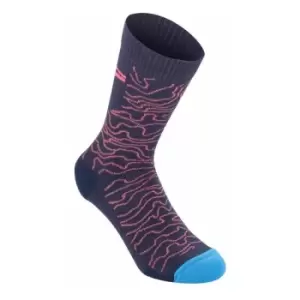 Image of Alpinestars Drop Socks 15 2020: Dark Navy/Coral L Ap17063207133L