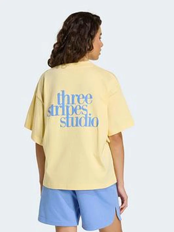 Image of Adidas Womens T-Shirt adidas Studio Boyfriend Jaune Female S