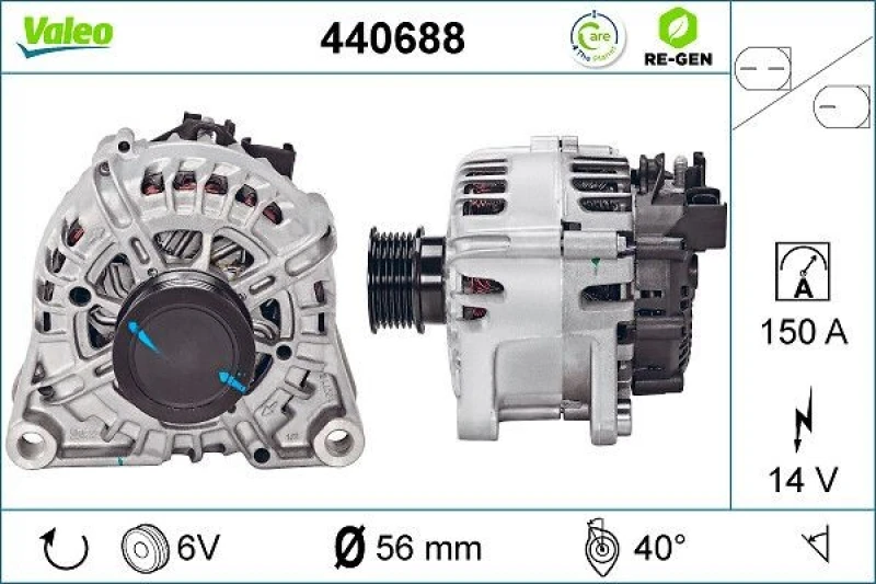 Image of VALEO 440688 Generator Alternator Charging Current: 150A, Voltage: 14V Alternator (4)