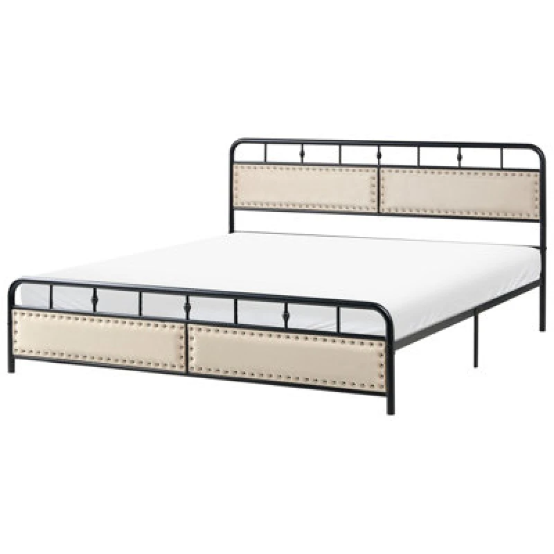 Image of Beliani Bed Metal Breuillet 180 X 200 Cm Black