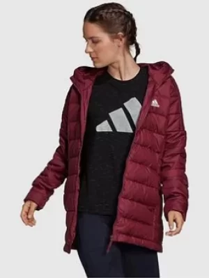 Image of Adidas Essentials Down Parka, Dark Red, Size S, Women