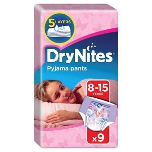 image of Huggies DryNites 8-15 Years Girls Pyjama Pants x9