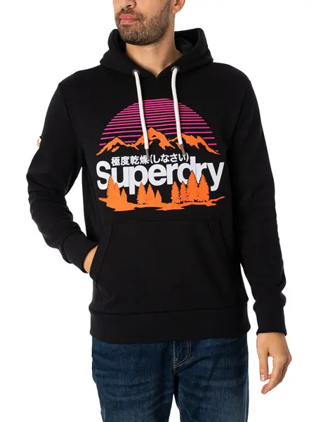 Image of Superdry Great Outdoors Graphic Pullover Hoodie Nero Black Marl XXL
