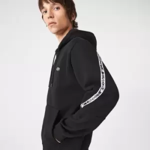 Image of Mens Lacoste Printed Bands Hooded Zip Sweatshirt Size 9 - 4XL Black