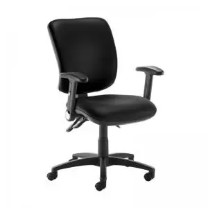 Image of Senza high back operator chair with folding arms - Nero Black vinyl