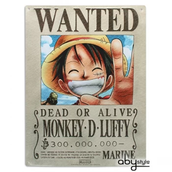Image of One Piece - Luffy Wanted (28 x 38cm) Metal Plate