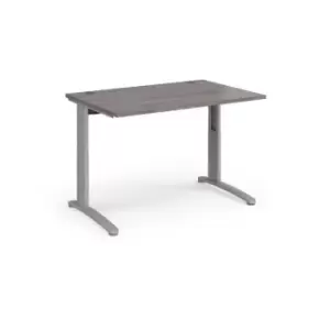 Image of Dams TR10 height settable straight desk 1200mm x 800mm - silver frame, grey oak