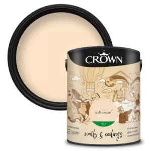 image of Crown Walls & Ceilings Silk Emulsion Soft Cream - 5L