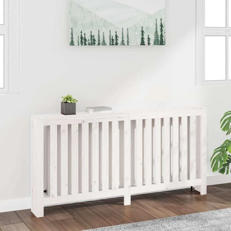 Image of Vidaxl Radiator Cover White 169X19X84cm Solid Wood Pine, White 822582