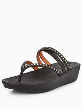 image of FitFlop Linny Criss Cross Toe Thong Sandal Black Size 6 Women