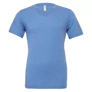 image of Canvas Mens Triblend V-Neck Short Sleeve T-Shirt (S) (Blue Triblend)