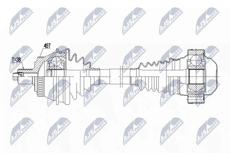 Image of NTY NPW-AU-048 Drive shaft Front Axle Right Drive Shaft (13)