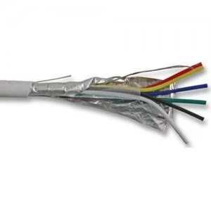 Image of CQR White 0.182mm 6 Core 3 Pair Round Professional Screened Copper PVC Intruder Burglar Alarm Security Cable - 50 Meter