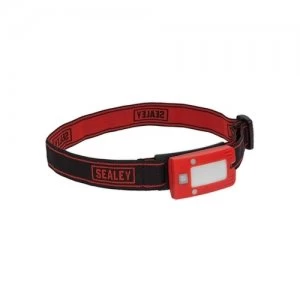 image of Sealey 2W COB LED Auto Sensor Rechargeable Head Torch - Red