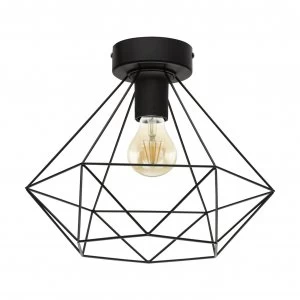 Image of Eglo Tarbes Wire Flush Ceiling Light - Black