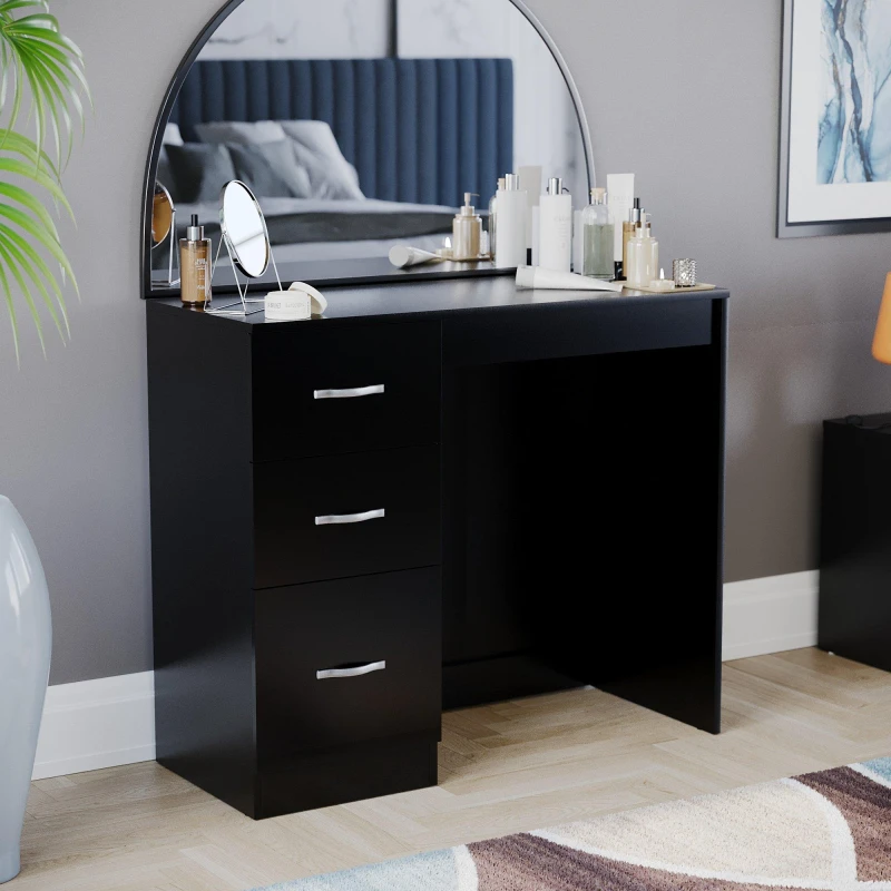 Image of Lassic Vida Designs Riano 3 Drawer Dressing Table Black unisex 3 Drawer