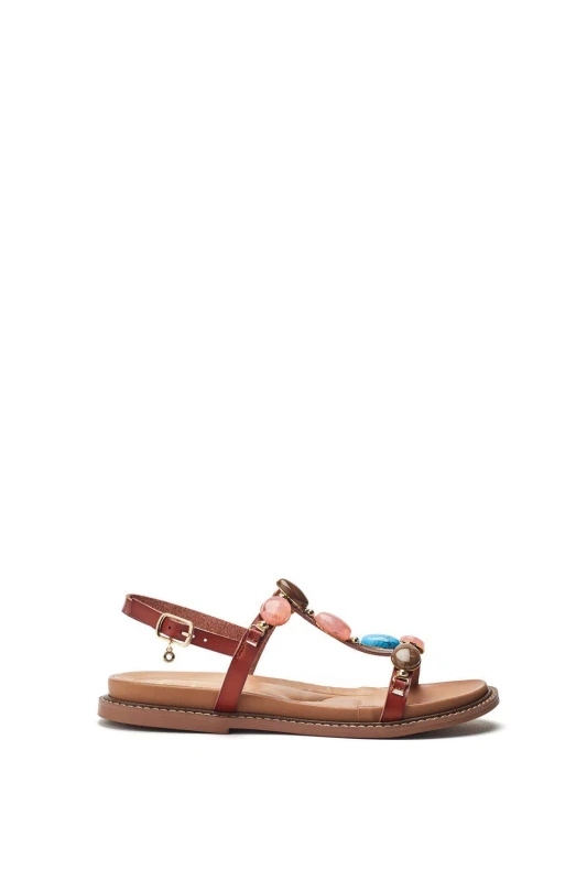 Image of Moda In Pelle Womens 'Nicca' Porvair Sandals in Tan Size: 4 Tan Female 4