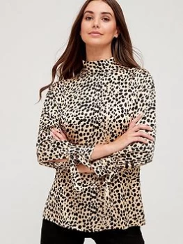 Image of BOSS Leopard Print Blouse - Brown, Multi, Size 12, Women