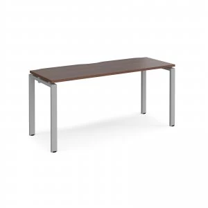 image of Adapt II Single Desk 1600mm x 600mm - Silver Frame Walnut top