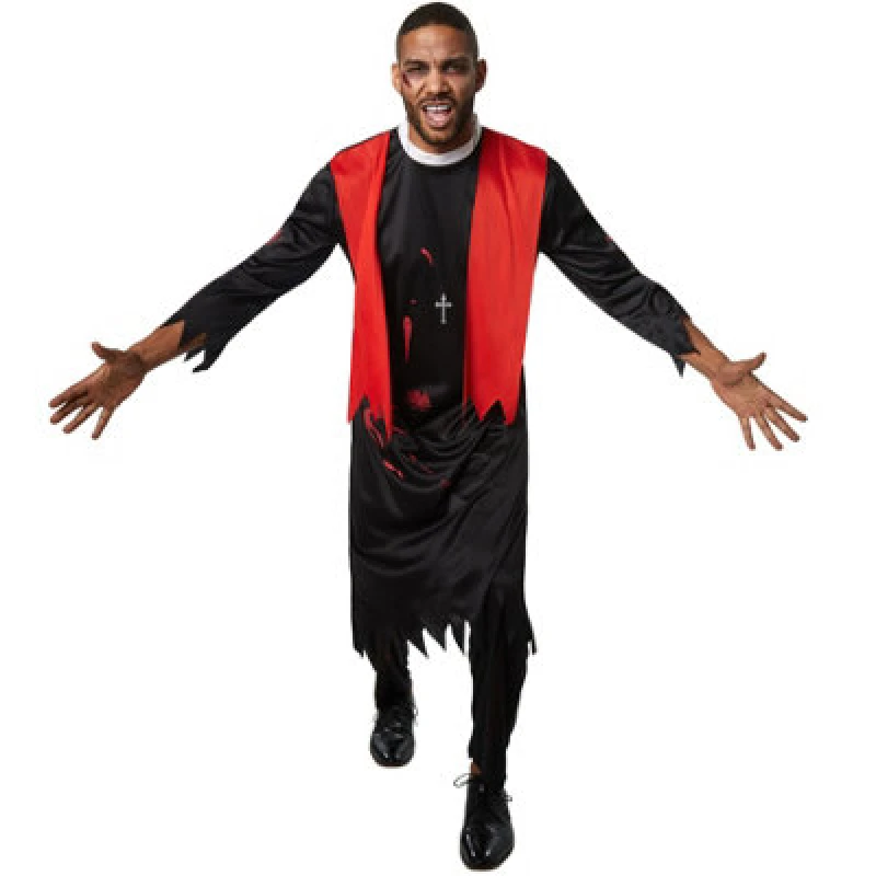 Image of Tectake Scary Priest - Halloween Fancy Dress Costume For Men 302275 - Black/red S