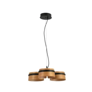 Image of Loop LED 3 Light Dimmable Cluster Pendant Black, Wood
