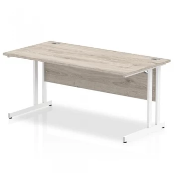 image of Trexus Rectangular Desk White Cantilever Leg 1600x800mm Grey Oak Ref