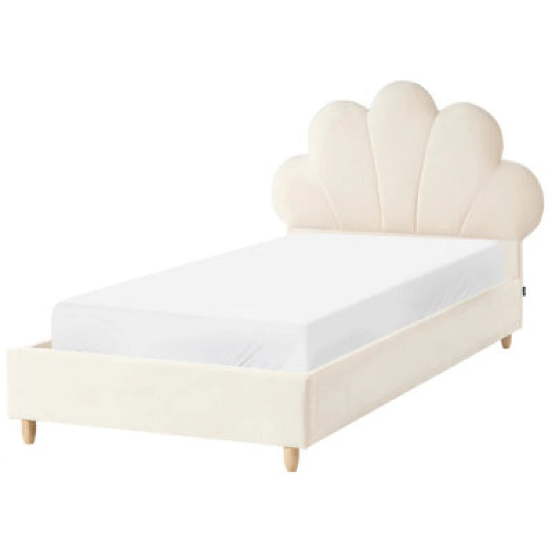 Image of Beliani Kids Bed Seashell Velvet Neulise 90 X 200 Cm (Eu Single) Beige