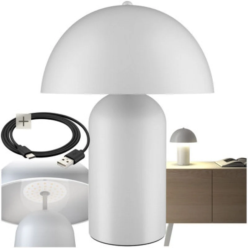 Image of Tectake Table Lamp Kade - Retro Design, 3 Brightness Levels, Battery-Powered, 1 - White