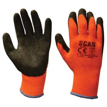 image of Scan SCAGLOKSTH5M Thermal Latex Coated Gloves - M (Size 8) (Pack 5)