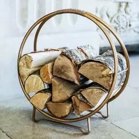 Image of Ivyline Contemporary Round Copper Log Holder 42Cm
