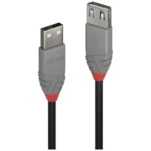 image of LINDY USB cable USB 2.0 USB-A plug, USB-A socket 5m Black, Grey