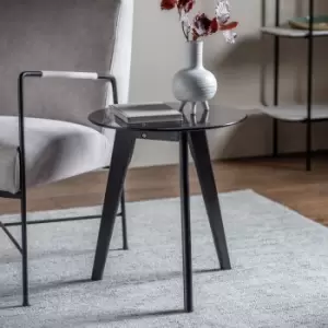 Image of Brea Round Side Table, Glass Black