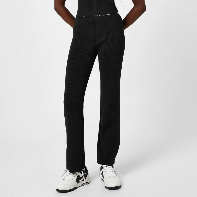 Image of Off White Womens Ribbed Knitted Trousers Black female 10 (S)