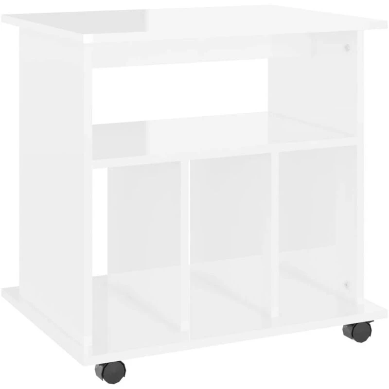 Image of VIDAXL Rolling Cabinet High Gloss White 60x45x60cm Engineered Wood Vidaxl 8720286610206